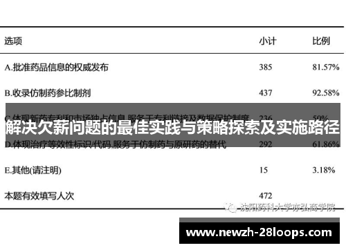 解决欠薪问题的最佳实践与策略探索及实施路径